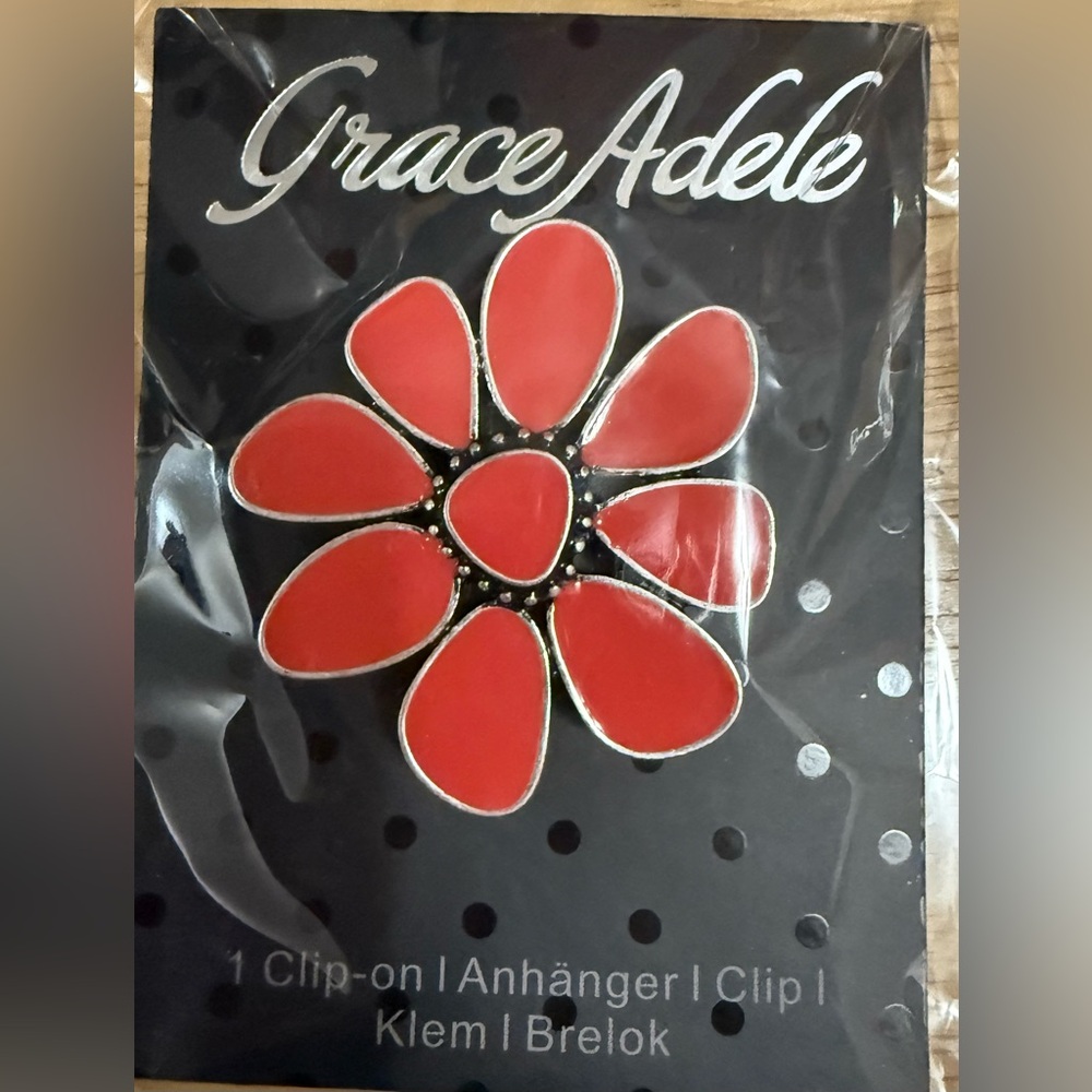 Grace Adele Red Floral bag Clip